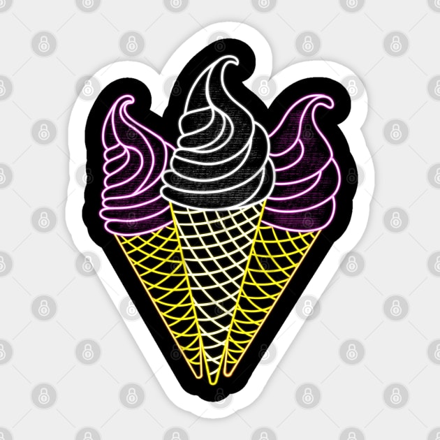 Ice cream cones, neon light Sticker by Kuchinska design